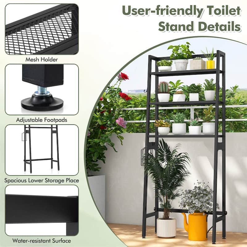 Gymax 3-Tier Over The Toilet Storage Shelf w/ Adjustable Adjustable