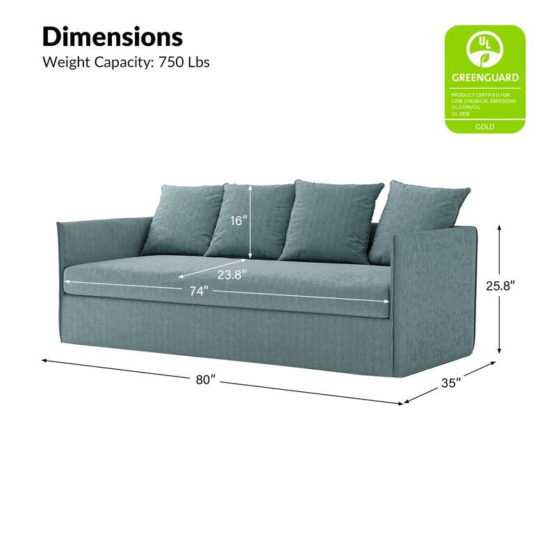 Gottfried 80" Slipcovered Sofa with Two Slipcovers by HULALA HOME