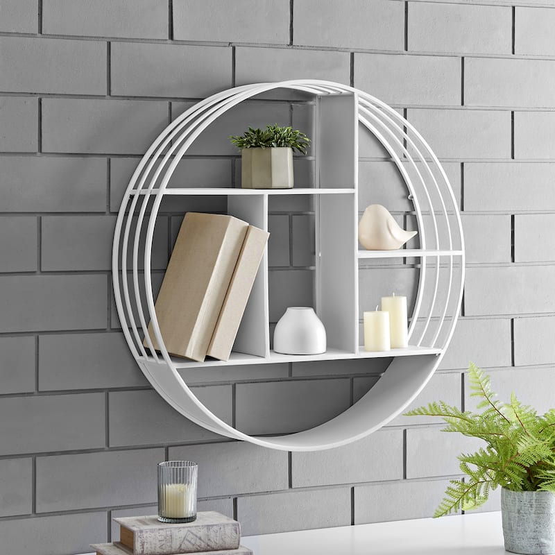 FirsTime & Co. Brody Industrial Circular 27.5-in. Metal Shelf - White