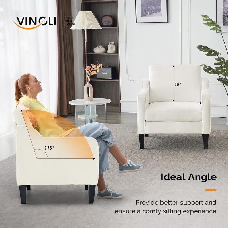 VINGLI Mid Century Modern Fabric Accent Chair