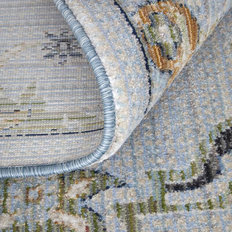 Melrose R39P4 Floral & Botanical Traditional Area Rug - 7'10" x 10'3" - Blue/Green/Ivory