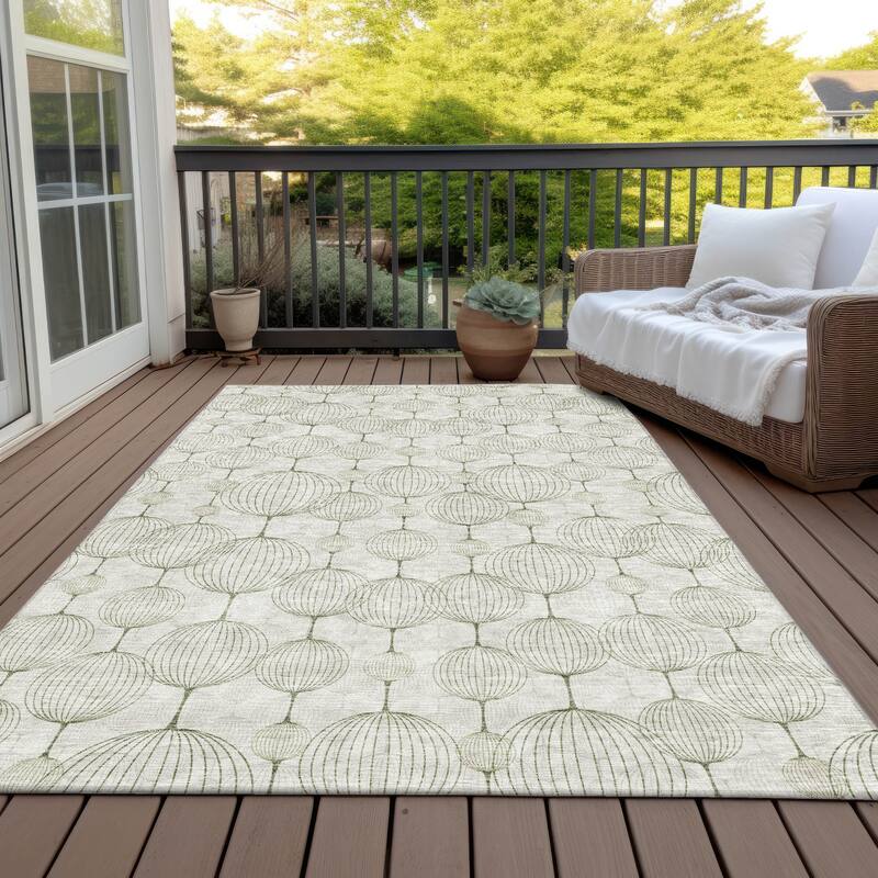 Machine Washable Indoor/ Outdoor Chantille Modern Decor Rug - Green - 2'6" x 3'10"