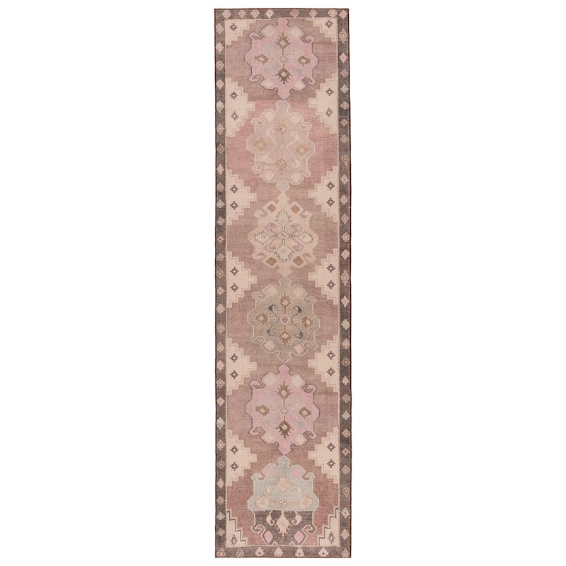 Chilton Medallion Pink/ Brown Area Rug - 2' 6" x 10' - Runner