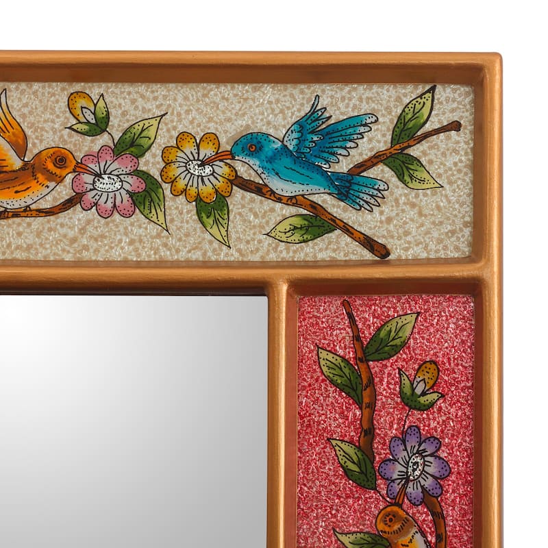 Novica Handmade Garden Of Joy Reverse-Painted Glass Wall Mirror