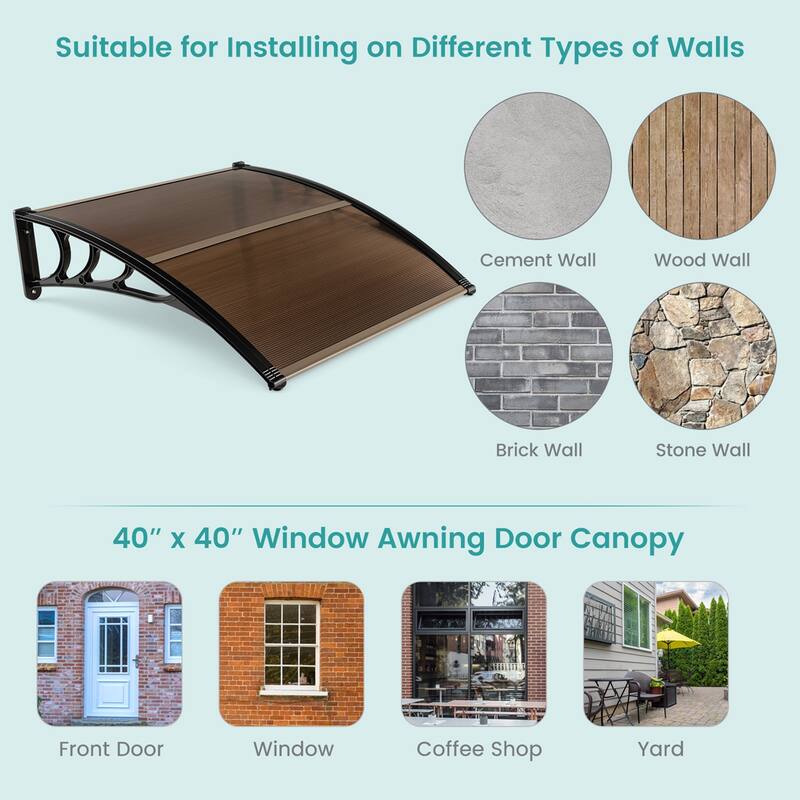 Costway 40'' x 40'' Patio Awning Canopy Outdoor Window Door Overhang