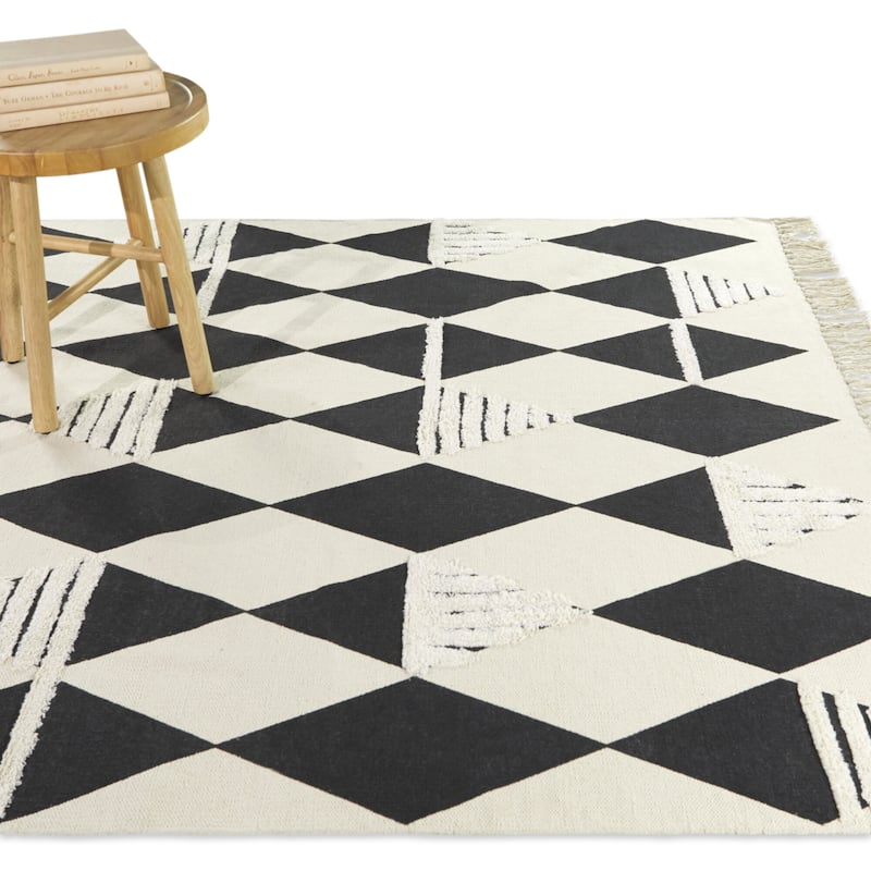 Paterson Modern Diamond Area Rug - 7'10" x 10' - Black - Rectangle