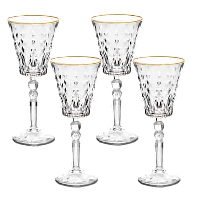 Lorren Home Trends Marilyn Gold White Wine Goblets, Set of 4