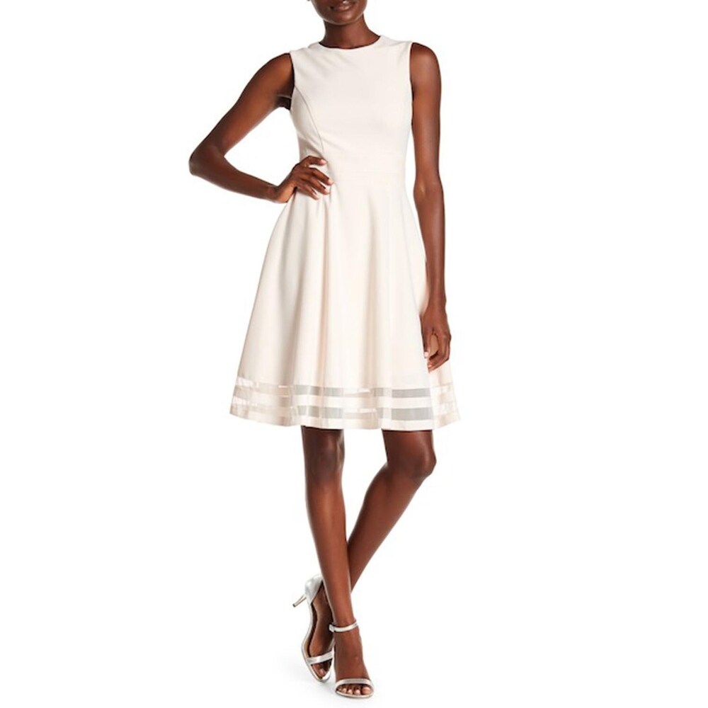 Calvin klein illusion stripe fit & flare dress discount