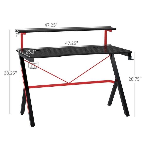 47 Inch Gaming Desk Racing Computer Desk Home Office Workstation with ...