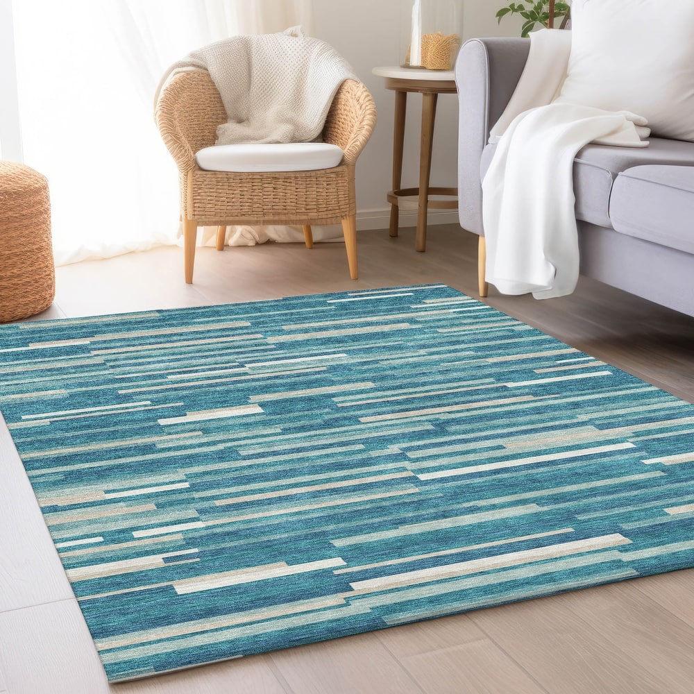 Premium Washable Super Soft Geo Stripes Mayfield Rug