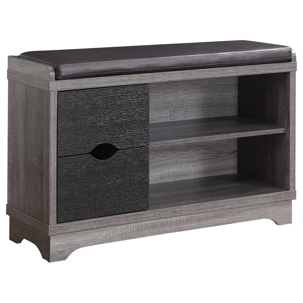 Coaster Furniture Aylin Medium Brown and Black 2-drawer Storage Bench ...