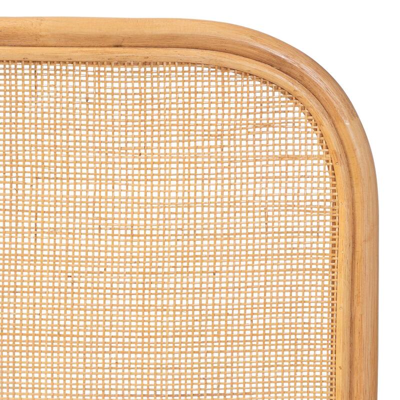 Agota Natural Rattan Standalone Headboard - Handwoven Wicker Panel and Rattan Frame, Coastal Boho Style for Bedroom, Queen