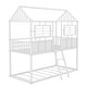 preview thumbnail 8 of 16, Metal Twin Bunk Bed with Fence Guardrail, House Cabin Design, Built-in Ladder - Twin Size