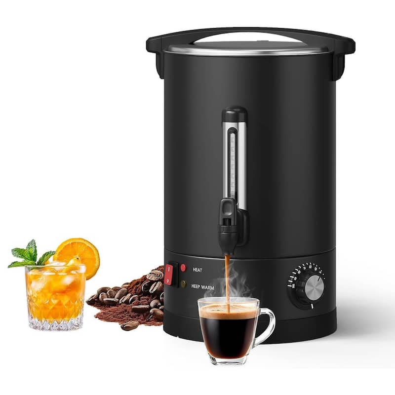 Double Wall Commerical Coffee Urn, Hot Coffee Dispenser, Black - 12L