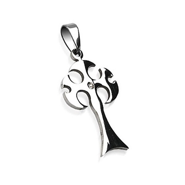 Stainless Steel Gothic Style Cross With Gem Pendant 19 Mm Width Stainless Steel Gothic Style Cross With Gem Pendant 19 Mm Width