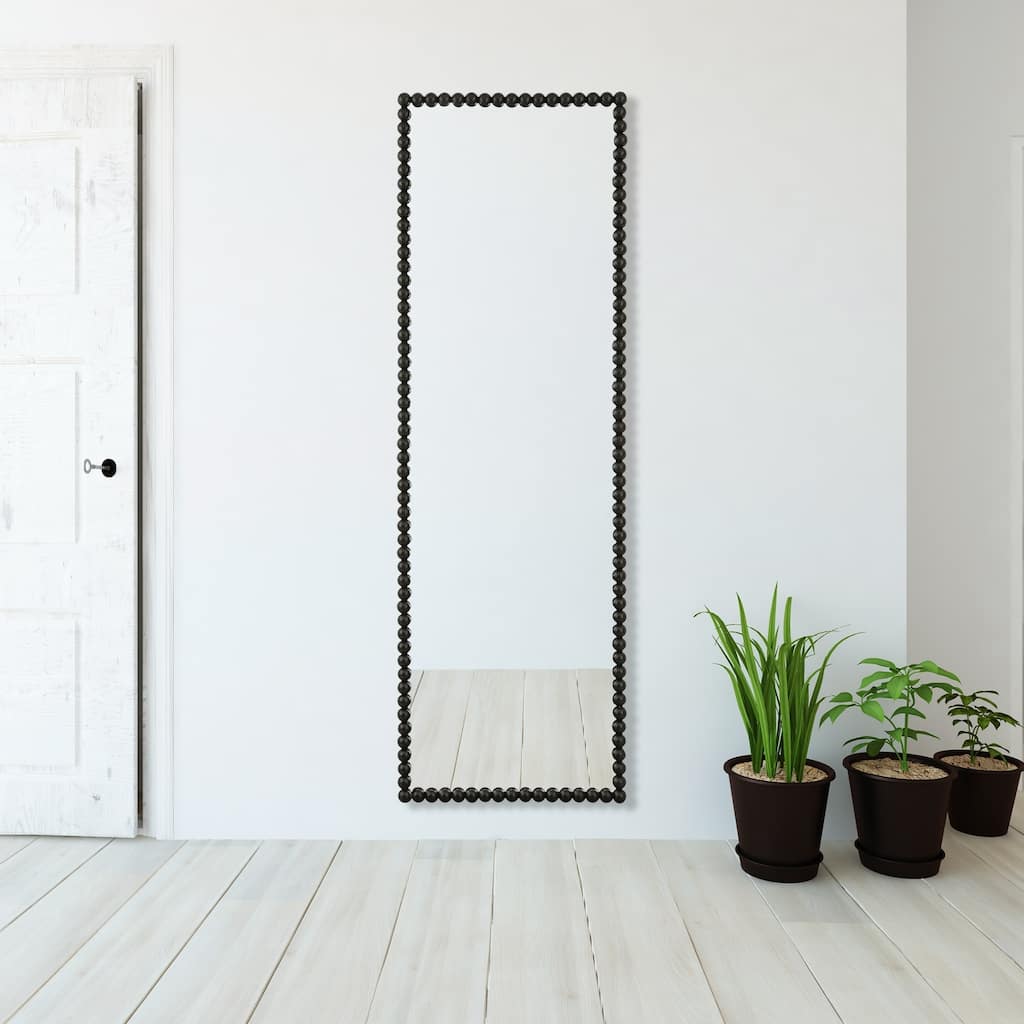 Beaded Rectangular Full-Sized Mirror - 72.25" - Black