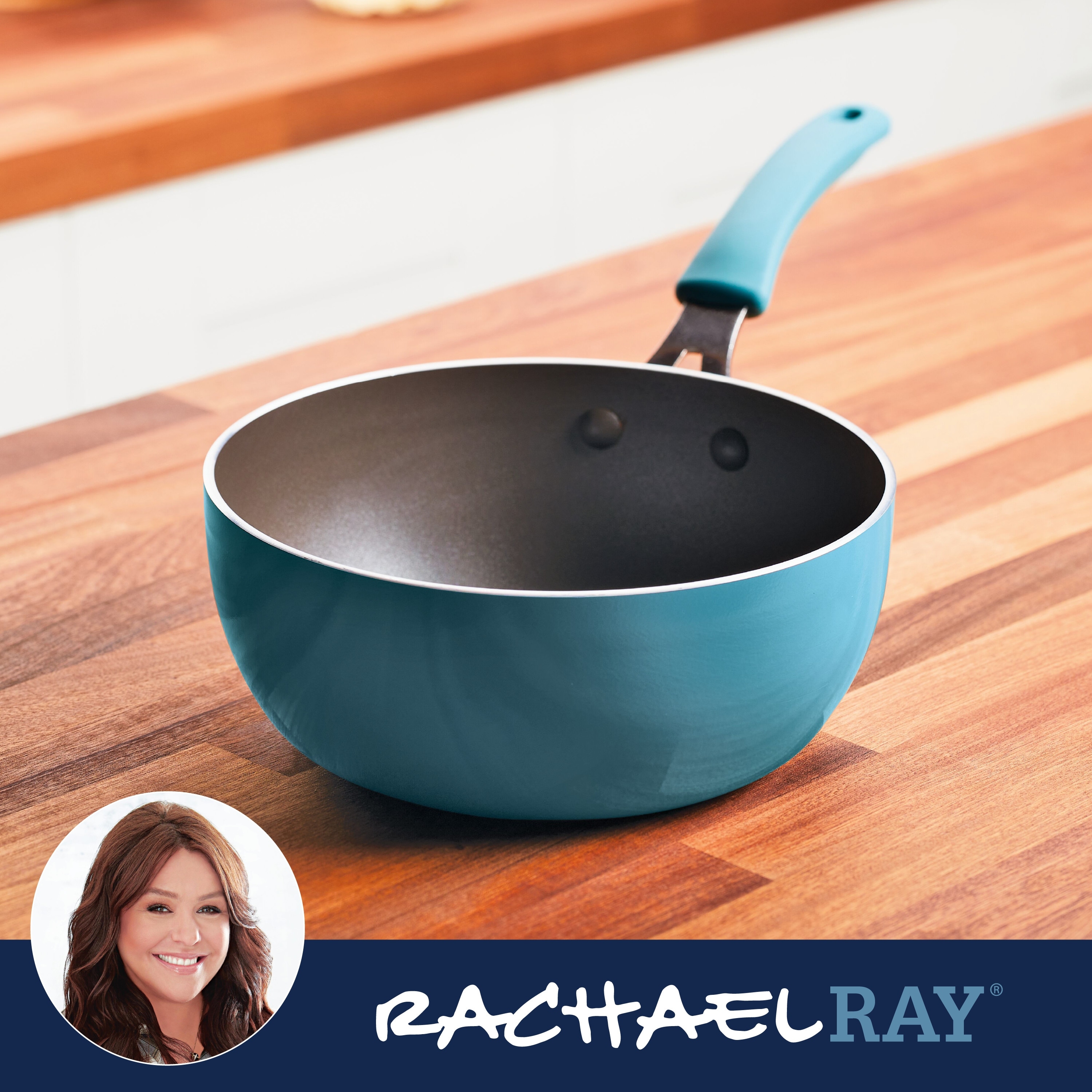 Rachael Ray Cook + Create Aluminum Nonstick Saucier Sauce Pan, 3-Quart