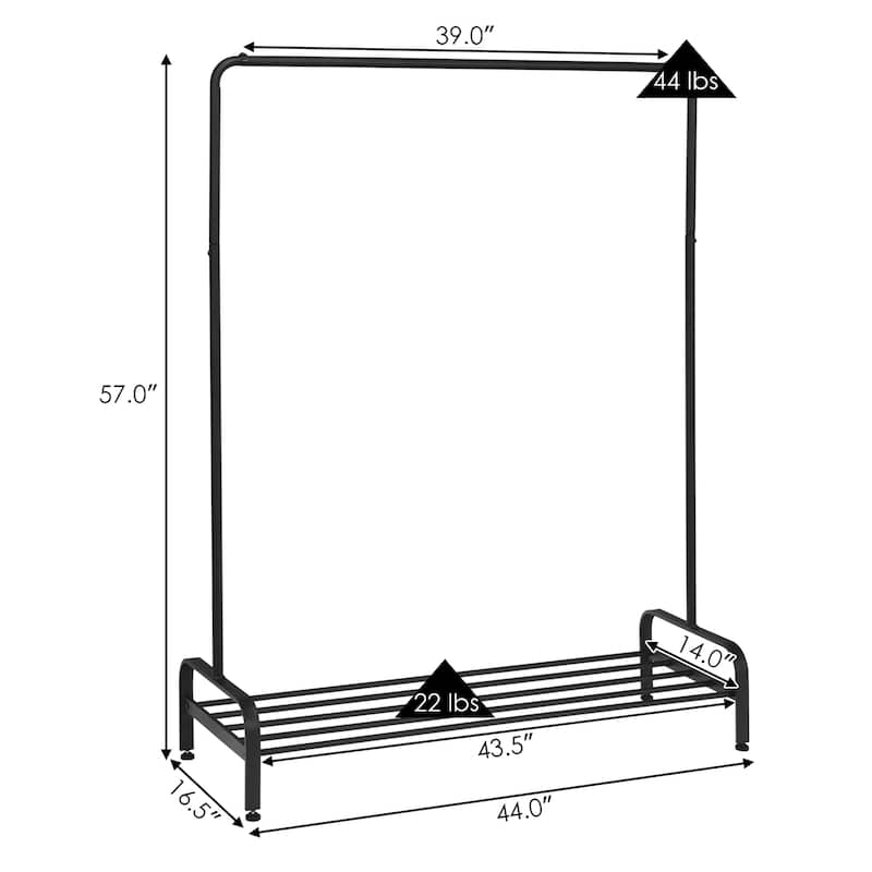 2 in 1 Space-Saving Metal Garment Rack Heavy Duty Clothes Stand Rack