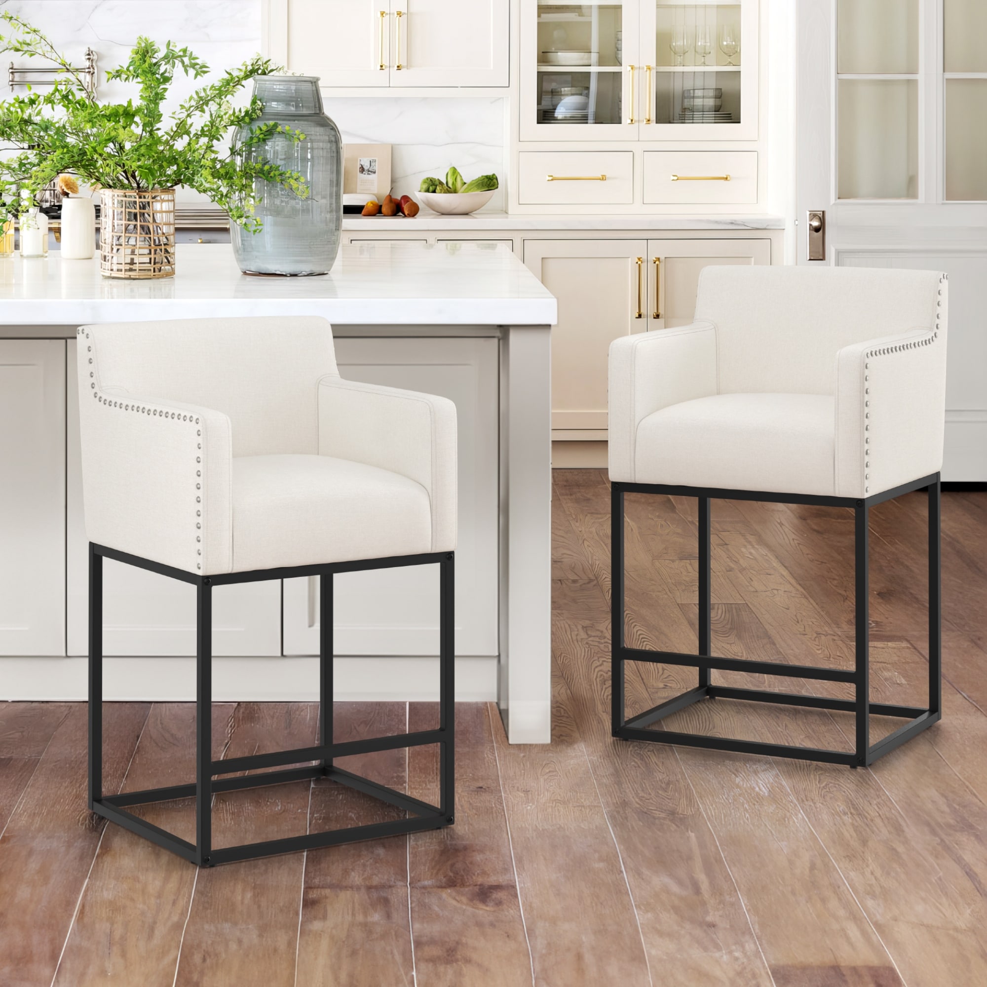 Modern Counter Height Bar Stools Fabric Upholstered Counter Stool