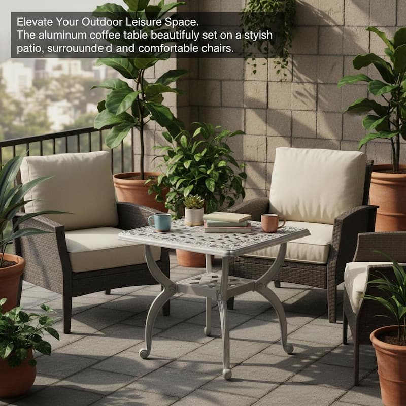 Stylish Aluminum Square Coffee Table for Outdoor Living Room