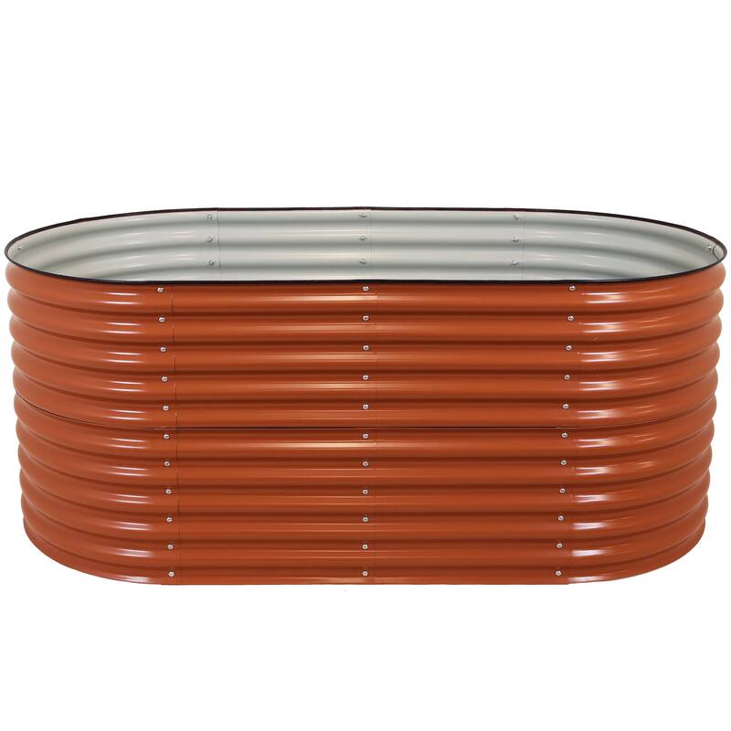 Sunnydaze Stackable Galvalume Steel Raised Garden Bed - 79" Oval
