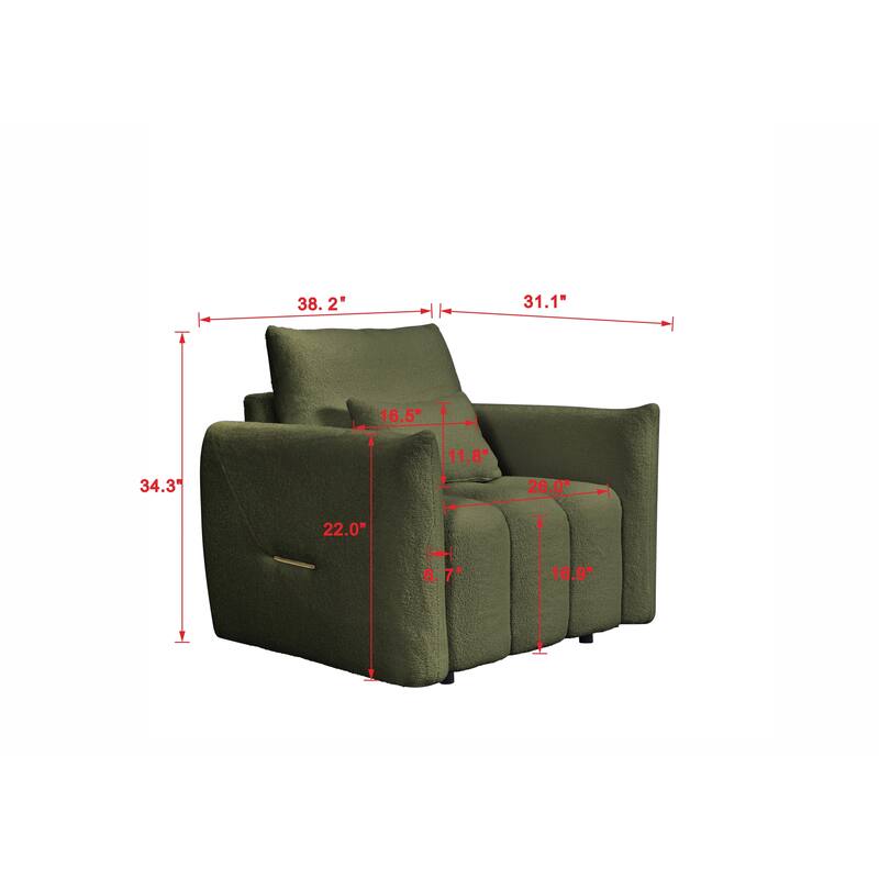 Anmytek Modern Teddy Fabric Lounge Chair with Included Pillow