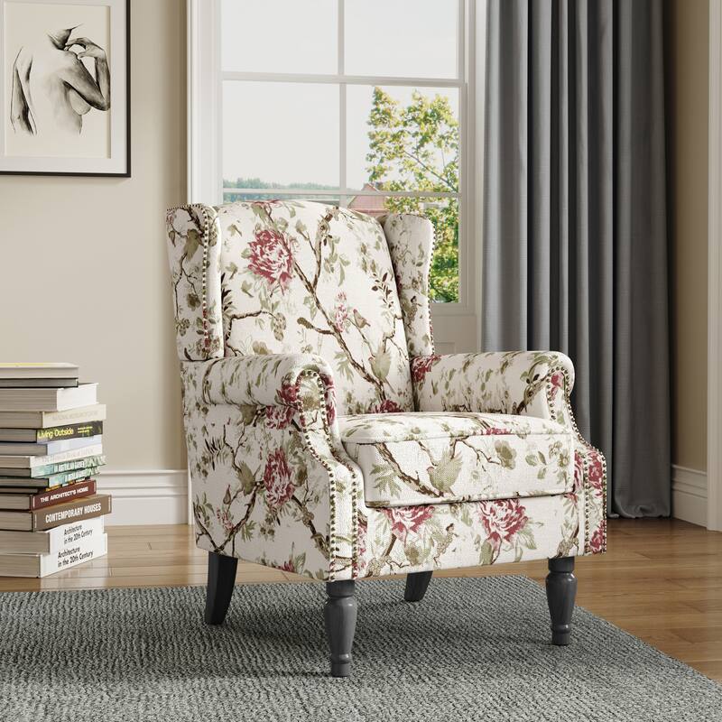 Wingback Accent Chair Nailhead Trim Living Room Reading Chair