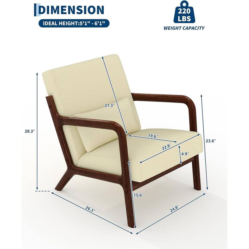 Modern Wide-Wale Corduroy Accent Sofa Chair, Lounge Armchair with Lumbar Pillow for Living Room, Bedroom