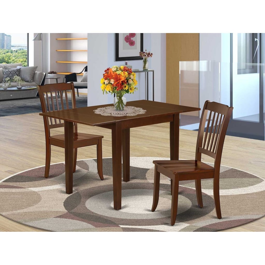 HomeStock 3-Piece Mahogany Finish Solid Wood Top Dining Table Set