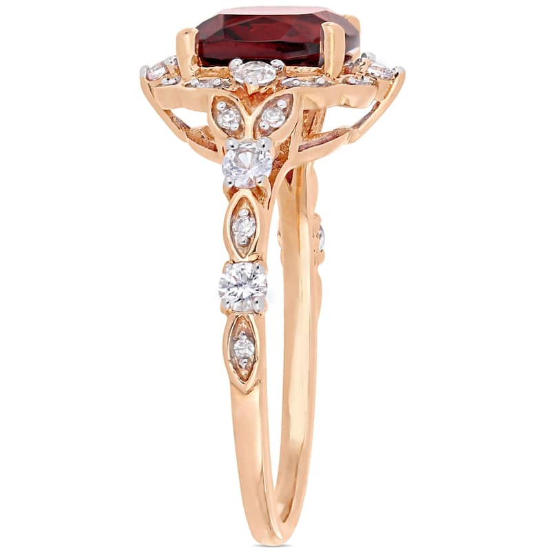 Miadora 14k Rose Gold Garnet / White Sapphire / Diamond Ring