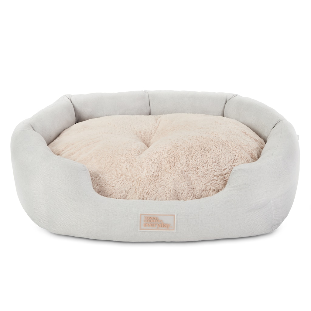 TOWN & COUNTRY EVERYDAY CuddleTown Faux Linen Comfy Cozy Cuddler Pet Bed