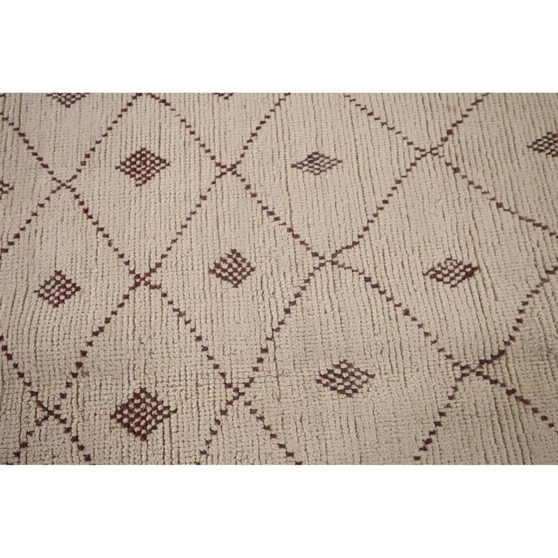 All-Over Trellis Moroccan Large Oriental Area Rug Handmade Wool Carpet - 9'7"x 14'8"