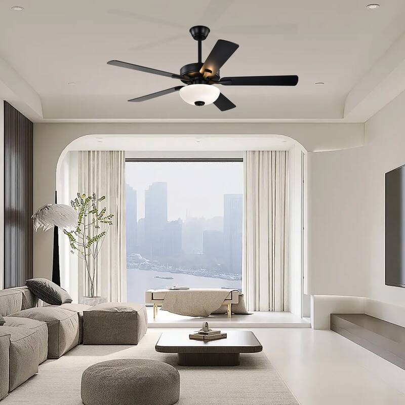 52-in Matte Black/Brushed Nickel/White 5-Blade Indoor Reversible Ceiling Fan with LED Light and Remote Control - 52 inch