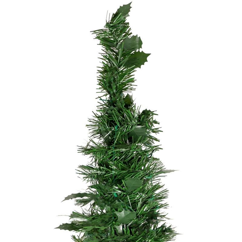 4' Green Tinsel Pop-Up Artificial Christmas Tree, Unlit - 4 Foot