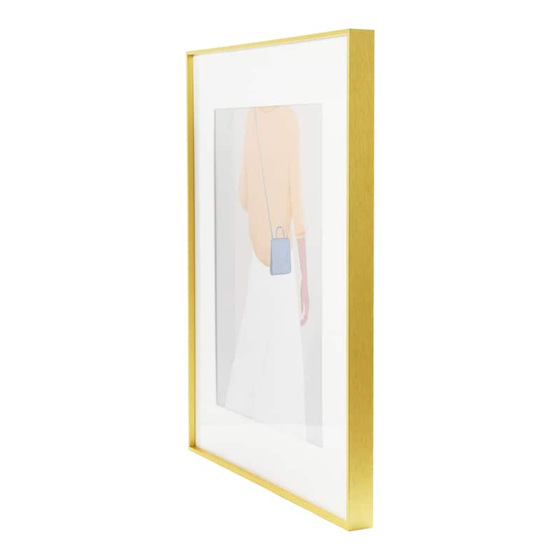 Abstract Figure and Purse Print with Brushed Gold Metal Frame