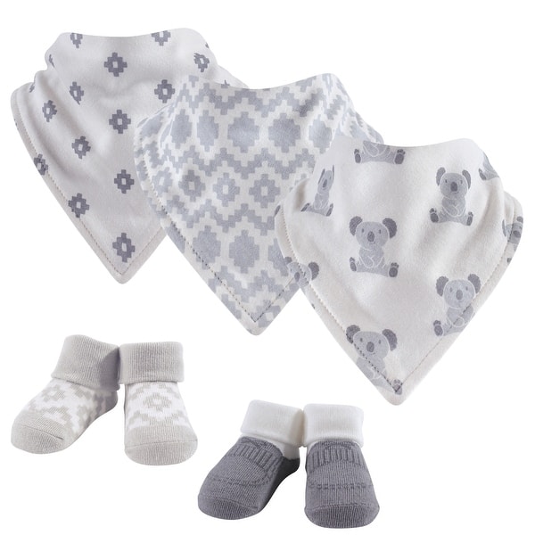 slide 1 of 1, Hudson Baby Infant Cotton Bib and Sock Set 5pk, Koala, One Size - Koala - One Size