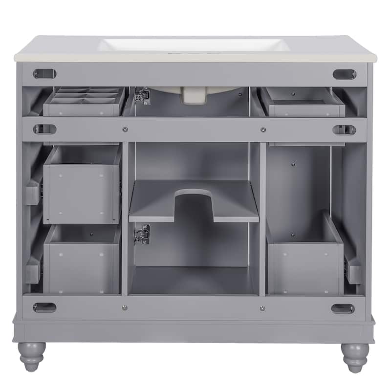 GDFStudio - Mario 36" Bathroom Vanity Cabinet with 4 Drawers and 1 Soft-Close Door