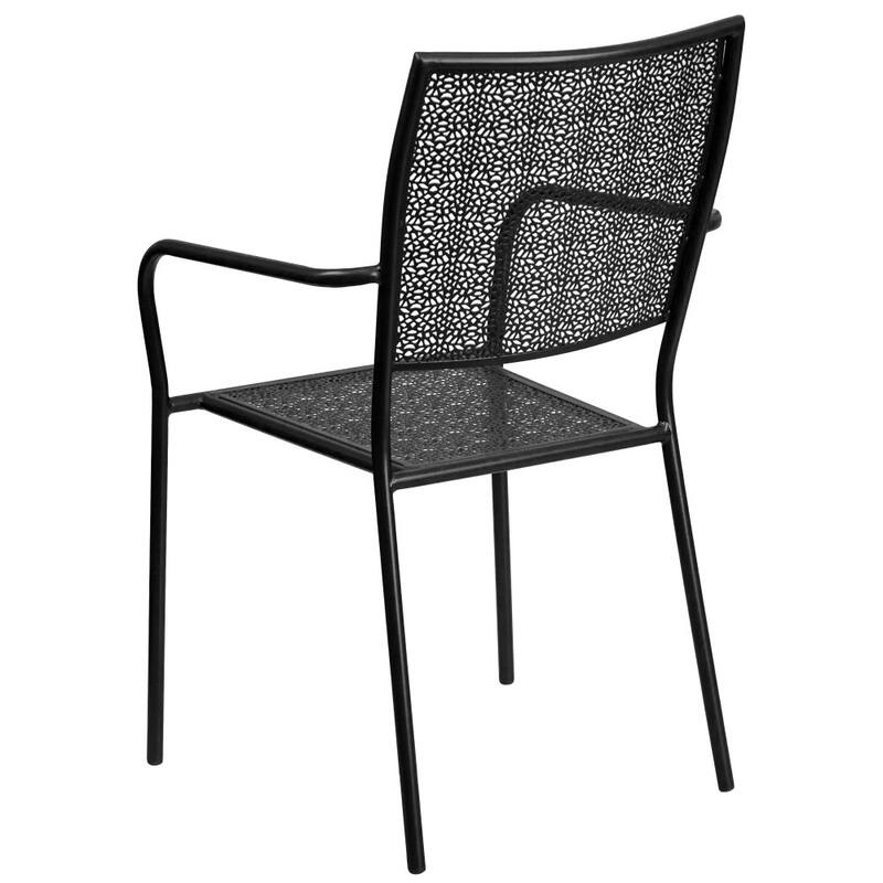Indoor-Outdoor Steel Patio Arm Chair with Square Back