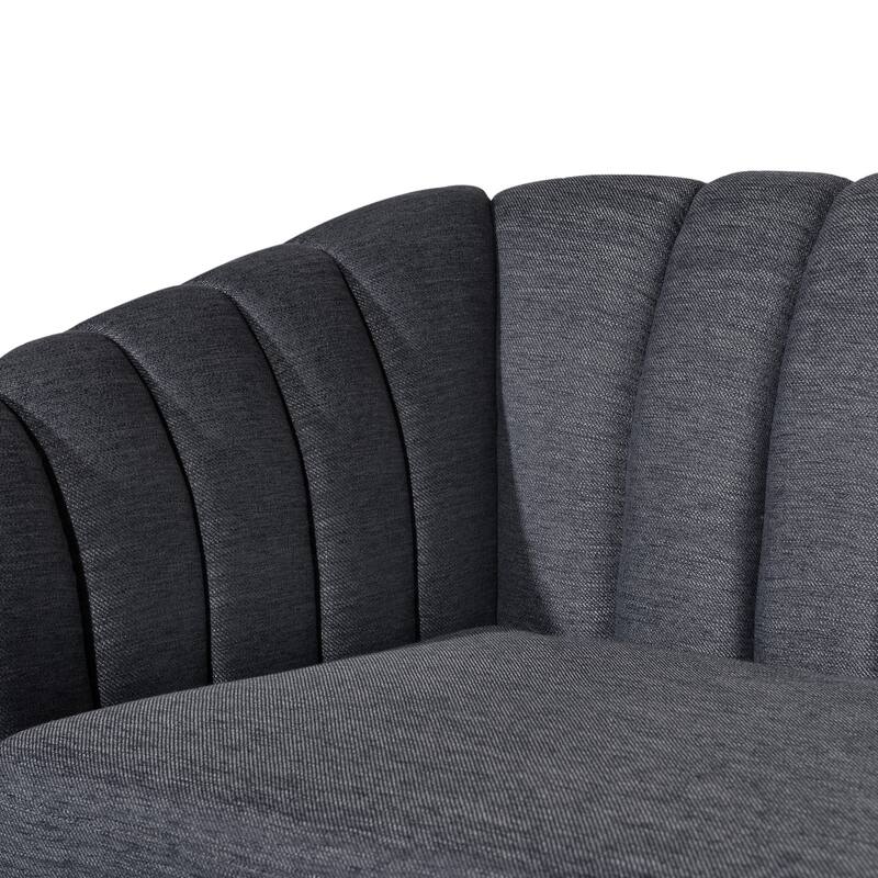 Roomfitters Modern Velvet 3-Seater Sofa with Channel Tufting and Plush Cushions for Living Room