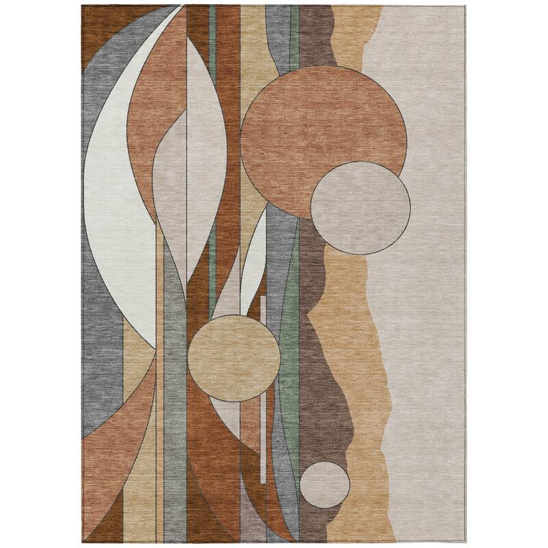 Machine Washable Indoor/ Outdoor Contemporary Retro Chantille Rug