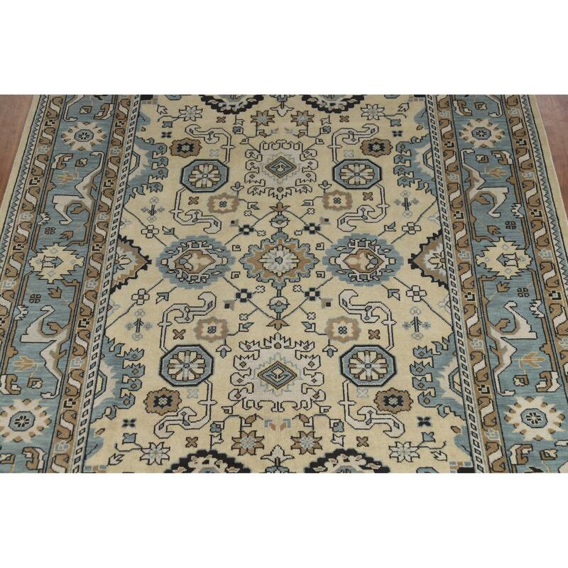 Oushak Area Rug Handmade Transitional Beige Wool Carpet - 9'2" x 11'11"