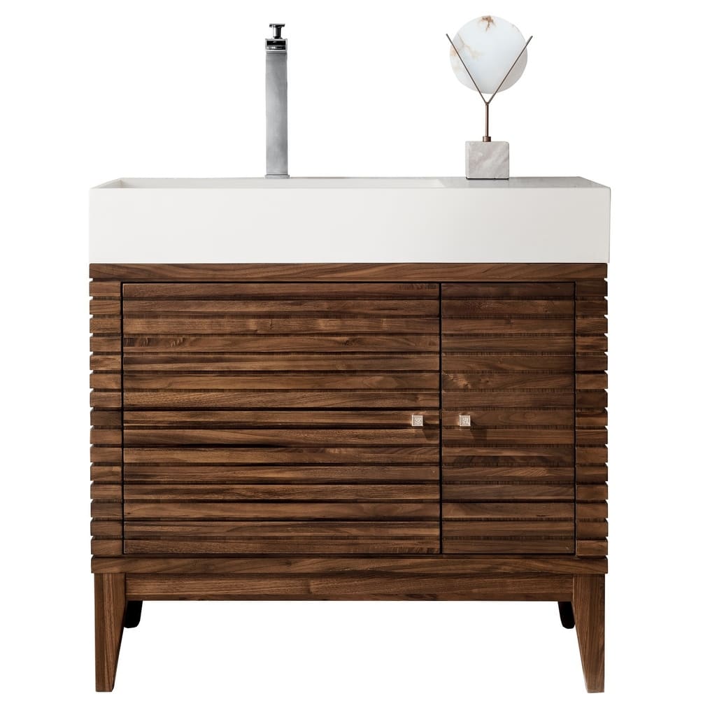 James Martin Vanities Linear 36" Single Vanity, Mid Century Walnut
