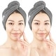 preview thumbnail 11 of 86, American Soft Linen 100% Cotton Hair Drying Towels for Women, Cotton Hair Turban Turkish Towel Wrap, Head Towel Cap for Hairs Grey