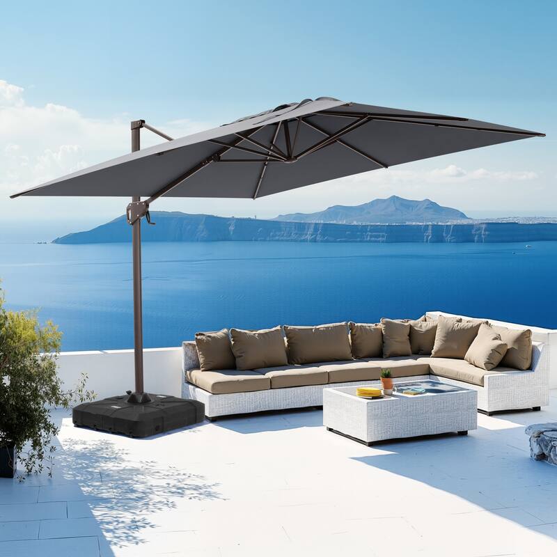 Crestlive Products Outdoor 10ft Patio Cantilever Offset Umbrella with Base