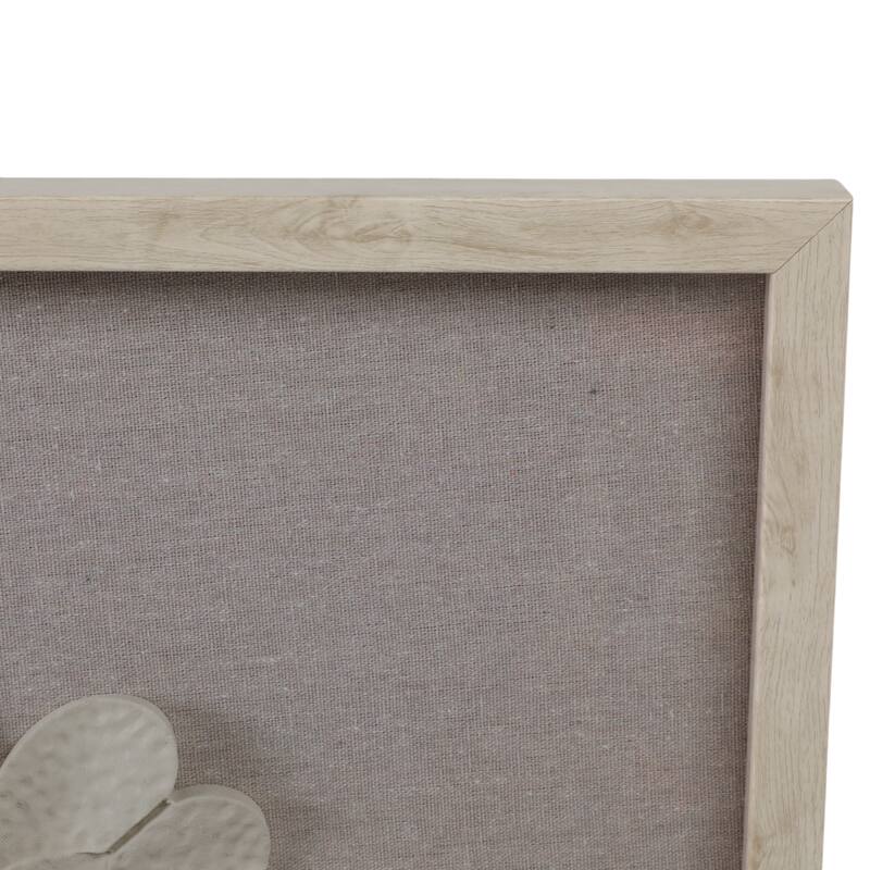 Resin Canvas Wall Art Decor Textured Leaf Pattern Design - 30" White