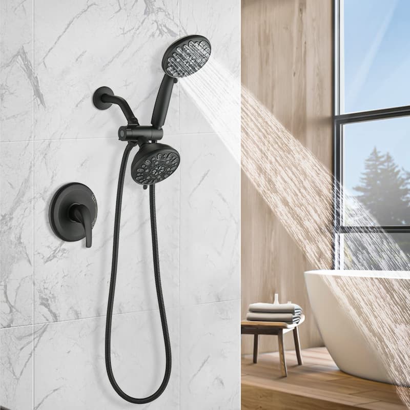 Bathroom Shower Faucet Set with Valve Shower System Set - Black