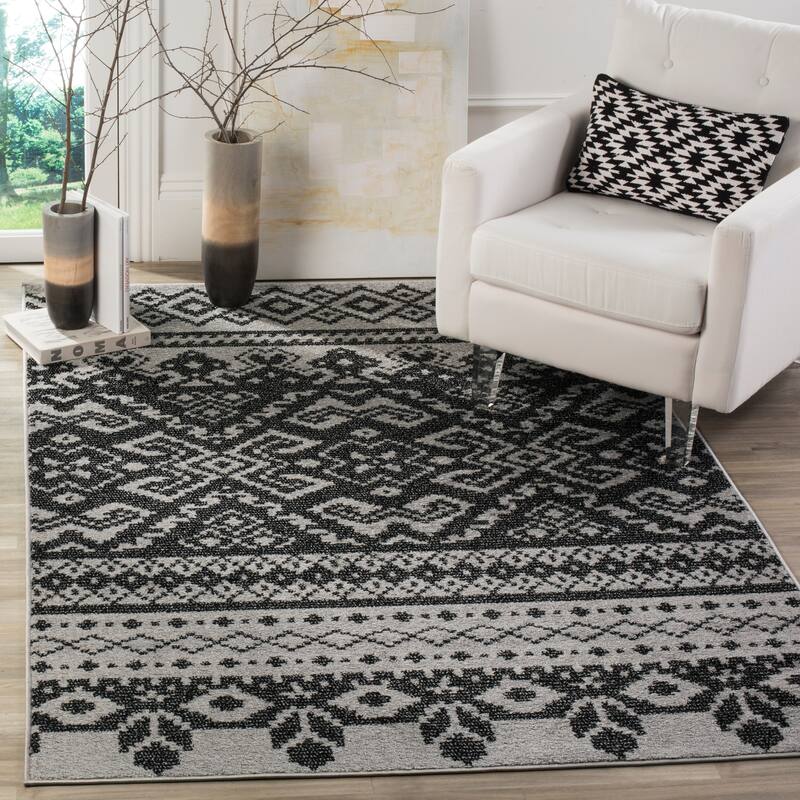 SAFAVIEH Adirondack Barlina Rustic Boho Rug - 10' x 14' - Silver/Black