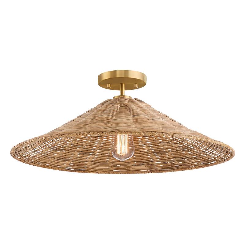 Trade Winds Lighting 1-Light Wicker Ceiling Light