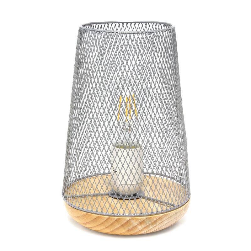 Open Cage Metal Table Lamp with Mesh Wire Shade - 9" - Gray