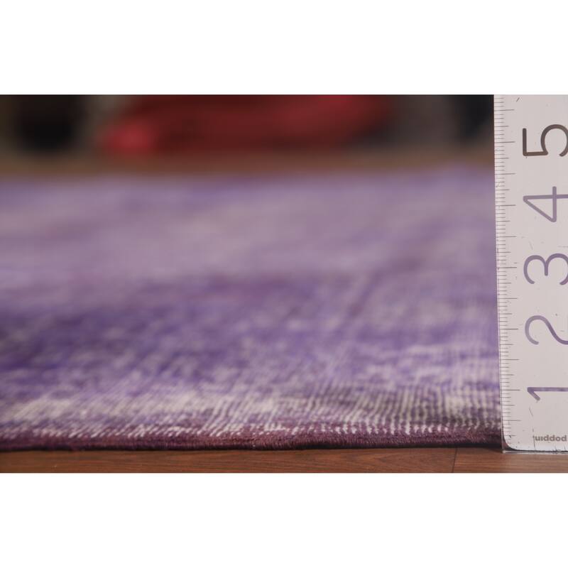 Distressed Anatolian Turkish Vintage Rug Handmade Purple Wool Carpet - 8'1" x 11'8"